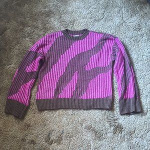 Abstract Oversized Nine West Pink and Brown Sweater